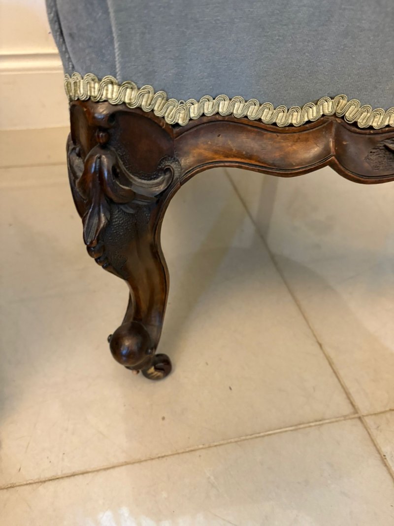 Outstanding Quality Pair of Antique Victorian Carved Walnut Ladies and Gentlemen’s Chairs - Image 20